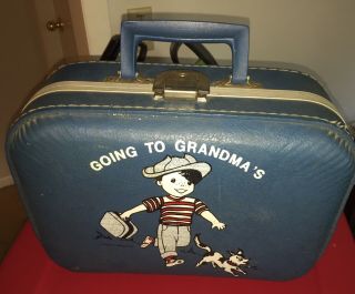 Vintage Trojan Luggage Co Boys Hard Suitcase Going To Grandma 