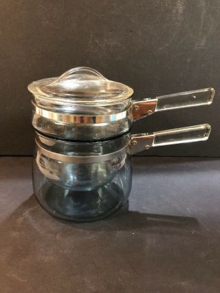 Authentic Vintage Pyrex Flameware Double Boiler,  1.  5 Qt Complete - No Chips