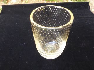 Vintage Geometric Controlled Bubble Vase Yellow Tinge.  Swedish ? Whitefriars ?