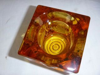 Vtg Mid Century Viking Glass Amber Bullseye Candle Holder 3.  5 