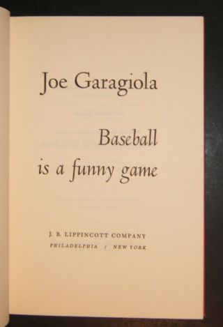 Baseball is a funny game by Joe Garagiola - Inscribed & Signed - Hardcover 5