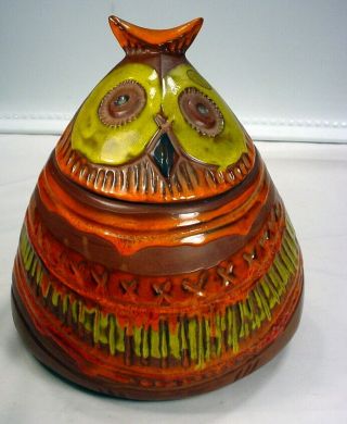 Vintage Mid - Century Modern People Lover Art Pottery Owl Cookie Jar