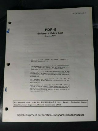 Dec Pdp - 8 Software Price List Nov. ,  1973