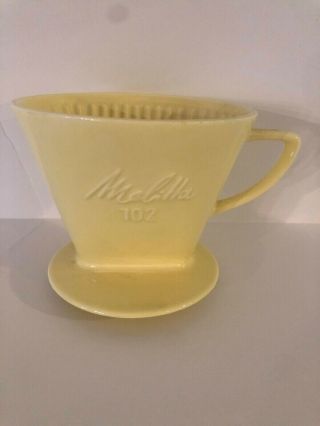 Vintage Yellow Ceramic Melitta Made Germany Pour Over Coffee Dripper 102 3 Hole