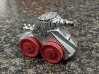 Vintage Manoil Or Barclay Lead Toy Soldier Armored Tank On Wood Wheels