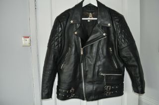 Vintage Ashy Leather Motorcycle Jacket Size Uk 42 Motorbike Biker