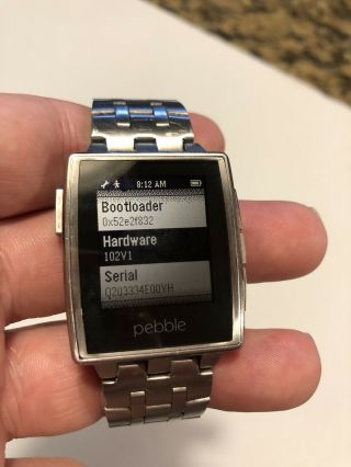 Pebble Smart Watch 102v1 With Silver Band Retro Vintage Before Iwatch 2
