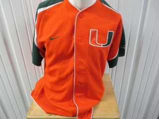 Vintage Nike Um Miami Hurricanes Baseball Small Sewn Green Jersey Pre - Owned