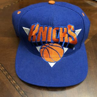 Vintage York Knicks Snapback Hat Nba Basketball Back Script Ajd Signatures