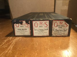 Bundle Of Three Q.  R.  S Player Piano Rolls (vintage,  Early 1900 