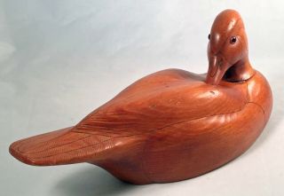 Vintage Hand Carved Wooden Duck By B.  Stubbs 1981 14 " Unique Folk Art