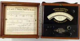 Vintage Weston Electrical Portable Ac Dc Voltmeter Model 18 No.  1696