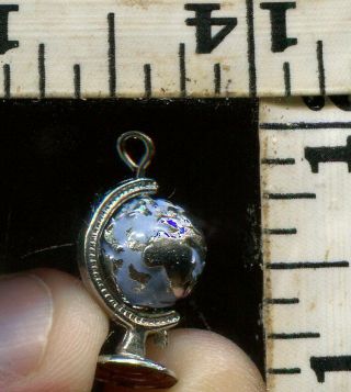 Vintage Sterling Bracelet Charm 104358 The Best Heavy 5.  2g Enameled Spin.  Globe