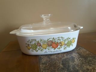 Vintage Corning Ware Spice Of Life 2qt Casserole Dish W/pyrex Lid A - 2 - B