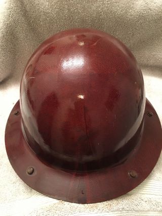 Vintage Brown Msa Skullgard Type K Full Brim Fiberglass Safety Hat Hard Hat