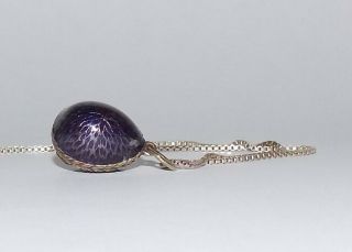 Vintage Sterling Silver Enamel Egg Necklace