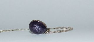 Vintage Sterling Silver Enamel Egg Necklace 5