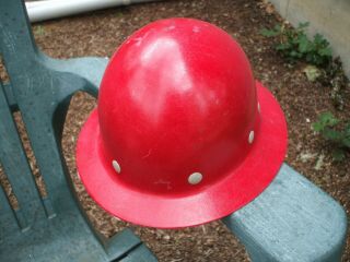 Vintage Red Full Brim Glas Fibremetal Hard Hat - Usa Superglas