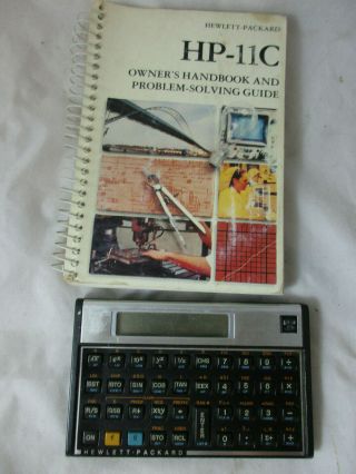 Vintage Hewlett - Packard Hp 11c Handheld Electronic Calculator With Book
