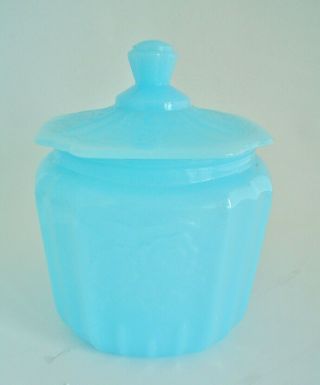 Vintage Light Blue Opaline Glass Cookie Jar or Biscuit Canister 2