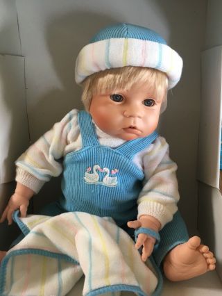 Vintage 17” Berjusa Newborn Boy Baby Doll Spain Adjustable Waist