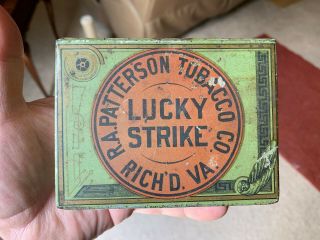 Early Vintage R.  A.  Patterson Richmond Va Lucky Strike 4oz Tobacco Tin