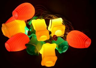 Vintage Blow Mold Plastic Patio Light Strings Camping Rv Retro Chinese Lantern