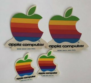 Vintage Apple Computer Decal Stickers Set Of 4 Rainbow Logo Old Stock