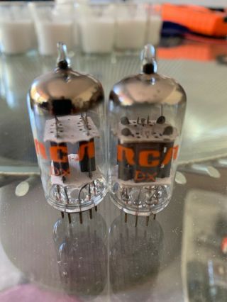 Rca 12ax7a Ecc83 Matched Tube Pair Gray Plates Round Getter Nos (test 100, )
