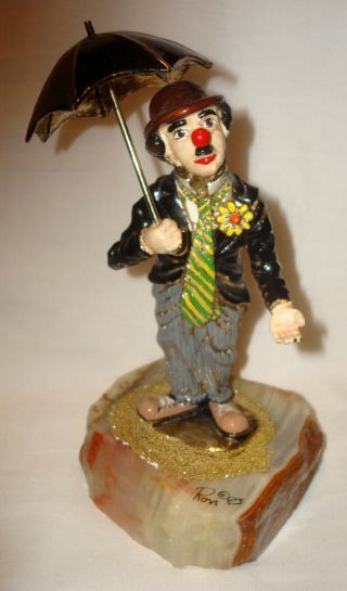 Vintage 1983 Ron Lee Charlie Chaplin Clown Umbrella 8” Figurine Statue Sculpture