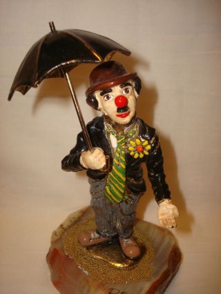 Vintage 1983 Ron Lee Charlie Chaplin Clown Umbrella 8” Figurine Statue Sculpture 2