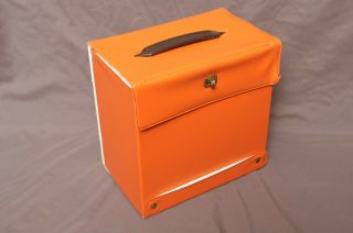 Vintage Orange Vinyl Carrying Case 45 7 " Ep Tote Box Record Records 60 