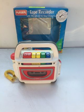 Vintage Playskool Ps - 450g Cassette Tape Player Recorder Sing - A - Long Microphone