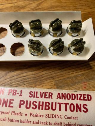 7 - Vintage PB - 1 NuTone Pushbuttons Silver Anodized NOS 2