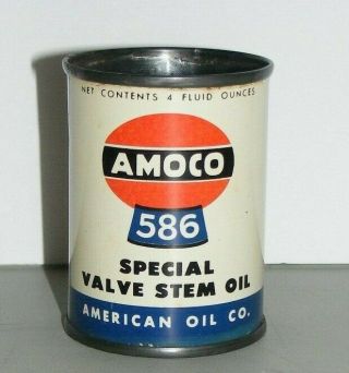 Amoco 586 Motor Oil Can Vintage 4 Oz.  1930 - 1940s American Oil Co No Top