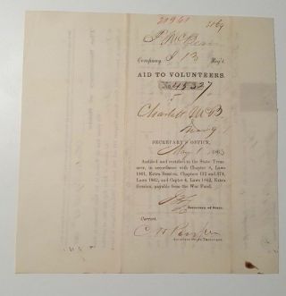 Civil War Doc.  Signed By James T.  Lewis/wisconsin 1863 - May 1st/revenue Stamp