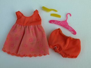 Vtg Mod Barbie 1970 Francie Nighty Brights Orange Nightgown Clothes Accessories