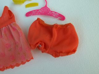 Vtg Mod Barbie 1970 Francie Nighty Brights Orange Nightgown Clothes Accessories 4
