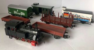 Vintage Marklin Train Engine,  With Freight Cars/ German Made Ho Train