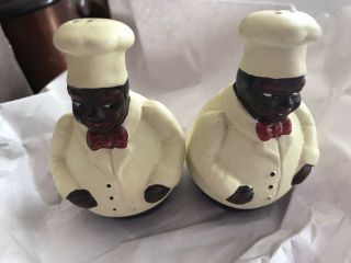 Vintage Salt And Pepper Shakers Black Man Chef