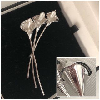 Vintage Jewellery Beau Sterling Silver & Pearl Calla Lily Flower Brooch Pin