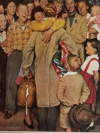 Norman Rockwell Vintage Poster Print 17 " X 22 " Christmas Homecoming 1948 B_
