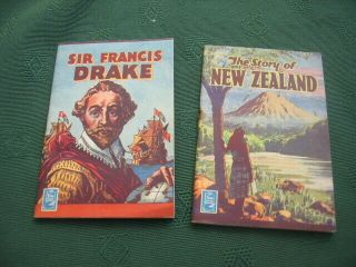 2 X Vintage Tuck’s Better Little Books Sir Francis Drake & Story Of Zealand