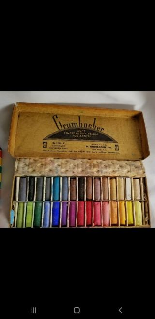 Vintage Grumbacher Soft Pastels Box Set 30 Half Length Introductory Set C