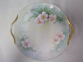 Vintage T&v Limoges Hand Painted Floral Dish With Gold Trim