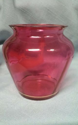 VINTAGE FENTON ART GLASS CRANBERRY MARY GREGORY VASE W/HPAINTED DEER 3