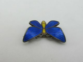 Vintage Norway 925s Sterling Blue Enamel Butterfly Brooch Pin Einar Modahl