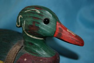 Wood Duck Wooden Decoy With Weight and String White engraved on Bottom 2
