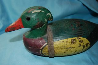 Wood Duck Wooden Decoy With Weight and String White engraved on Bottom 5