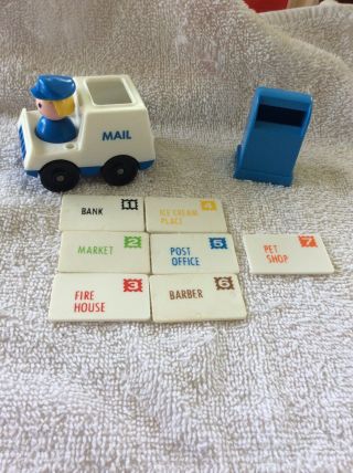 Vintage Fisher Price Little People Mail Truck 7 Letters Driver